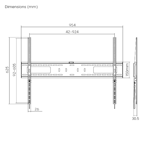 Large Heavy-Duty Fixed TV Wall Mount