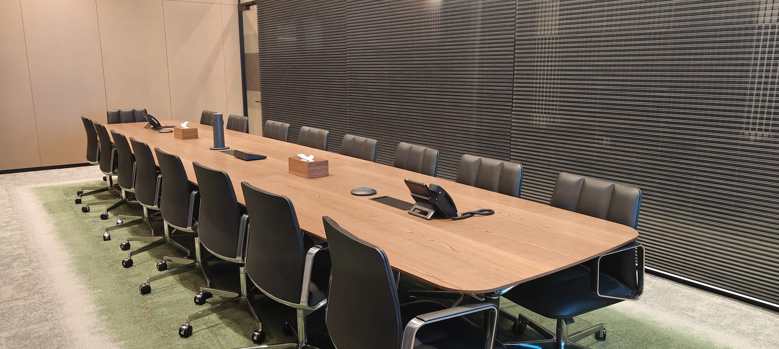Boardroom table angled view