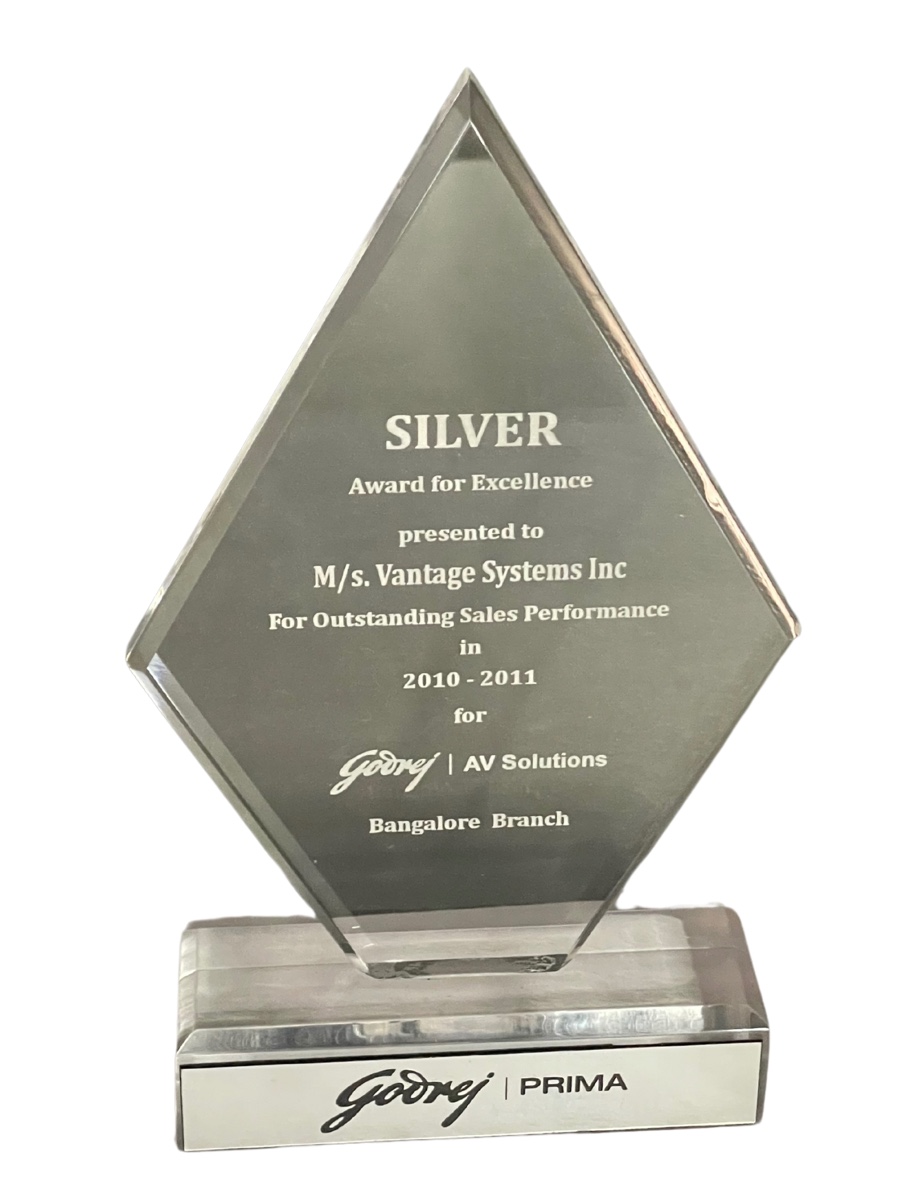 Godrej Prima Silver Award for Excellence 2010-11 — AV Solutions, Bangalore