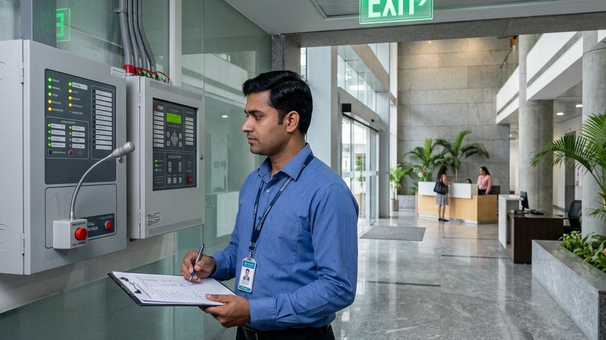Voice evacuation system compliant with IS 2189 and NBC 2016 in a Bangalore building