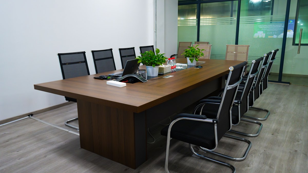 Conference table pop up box fitted into a boardroom table for laptop power and connectivity