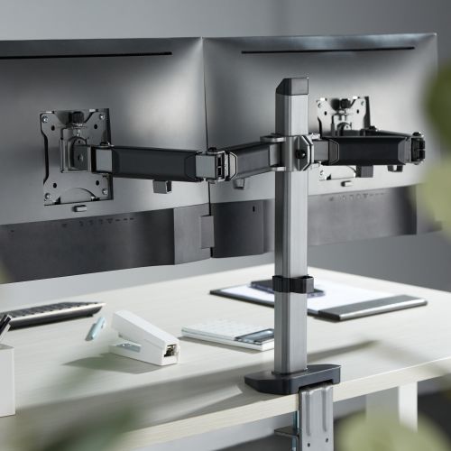 LUMI LDT55-C024 dual monitor arm on an office desk